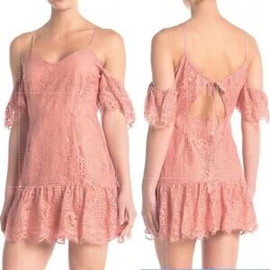 NWT BB Dakota Paisley Lace Pattern Back Cut Out Off Shoulder Mini Party Dress 6